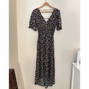 Black Floral Hi-Lo Dress